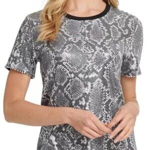 NWOT DKNY grey & black full sequins snakeskin print top, small